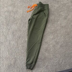 Figs Olive Joggers with Bright Orange Accents